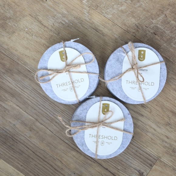Lot of 3 Sets of Threshold Gray Felt Coasters Set - Picture 2 of 6